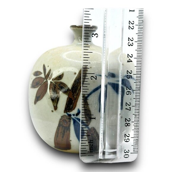 Handcrafted Vintage Ceramic Vase Bamboo Design - 4 In Tall Decorative - Picture 3 of 7